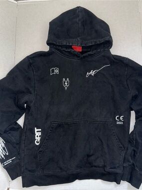 True Grit Black Pullover Hoodie with White Graphics